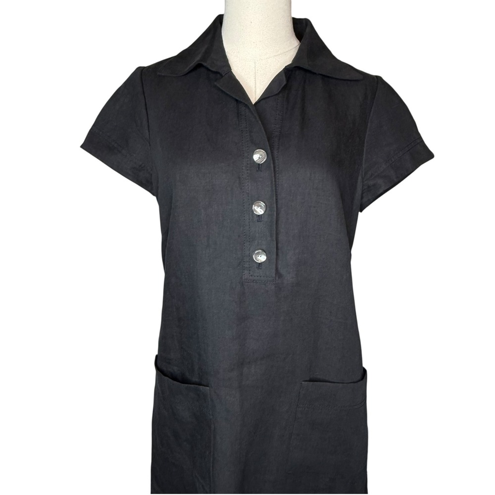 Worth 100% Linen Popover Shift Shirt Dress w Pockets Minimalist Lagenlook size 8 - Picture 2 of 6